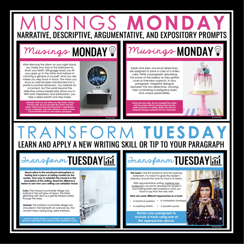 2 Paragraph of the Week Writing Bell Ringers Program