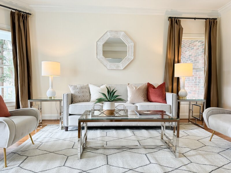 Living room with couch and pilllows