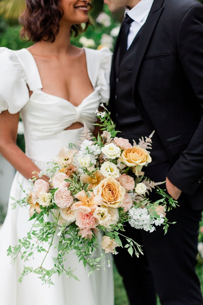 Orange peach bridal bouquet