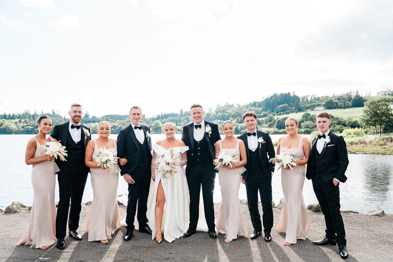 Fun bridal party photos by Gemma G Photography at Lough Eske Castle at sunset
