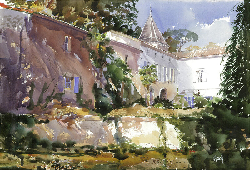 Watercolor of Provence Village