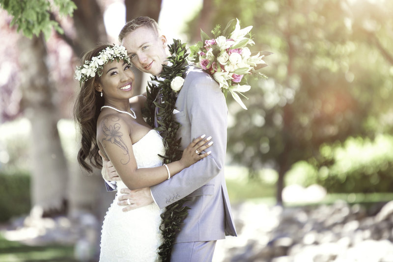 beautiful biracial couple at The Grove wedding venue