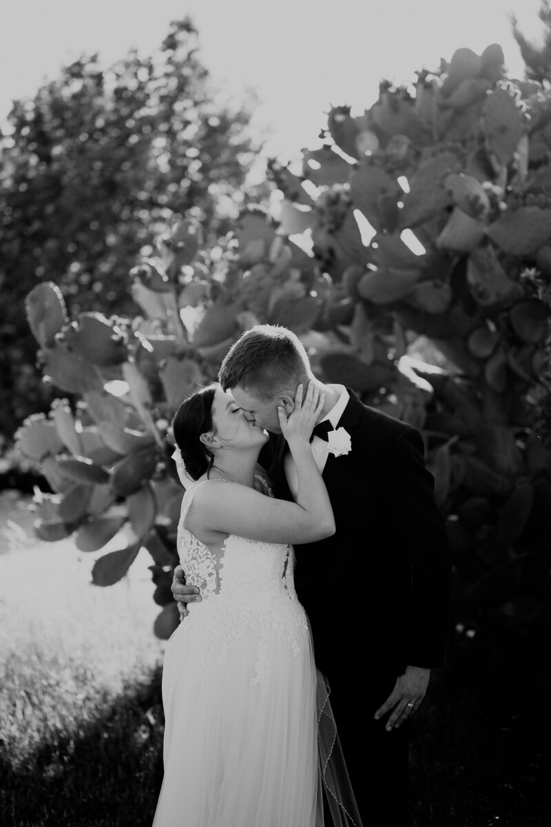 Bride and Groom Sunset Kiss