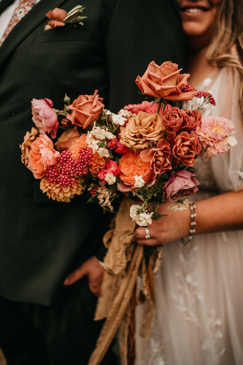 brightly colored wedding bouquet in Oregon