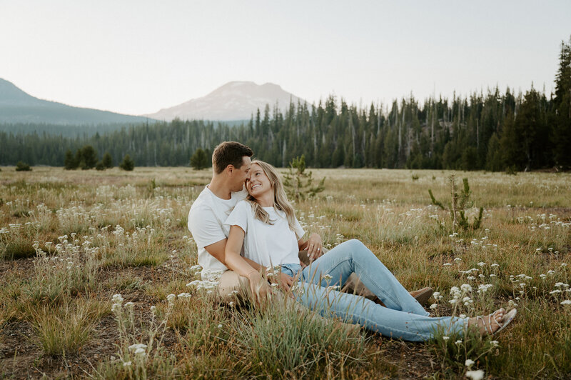 Sparks Lake Engagement Session photo during sunset