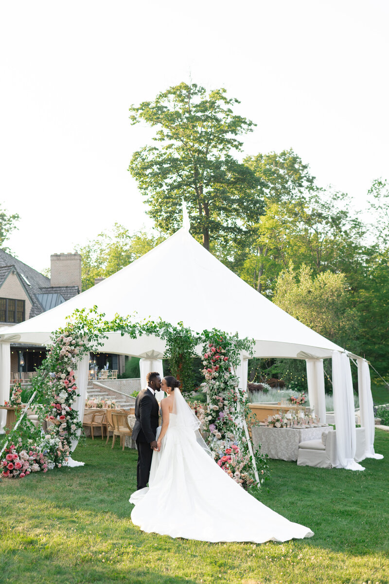 Luxury tented wedding reception at an elegant private estate