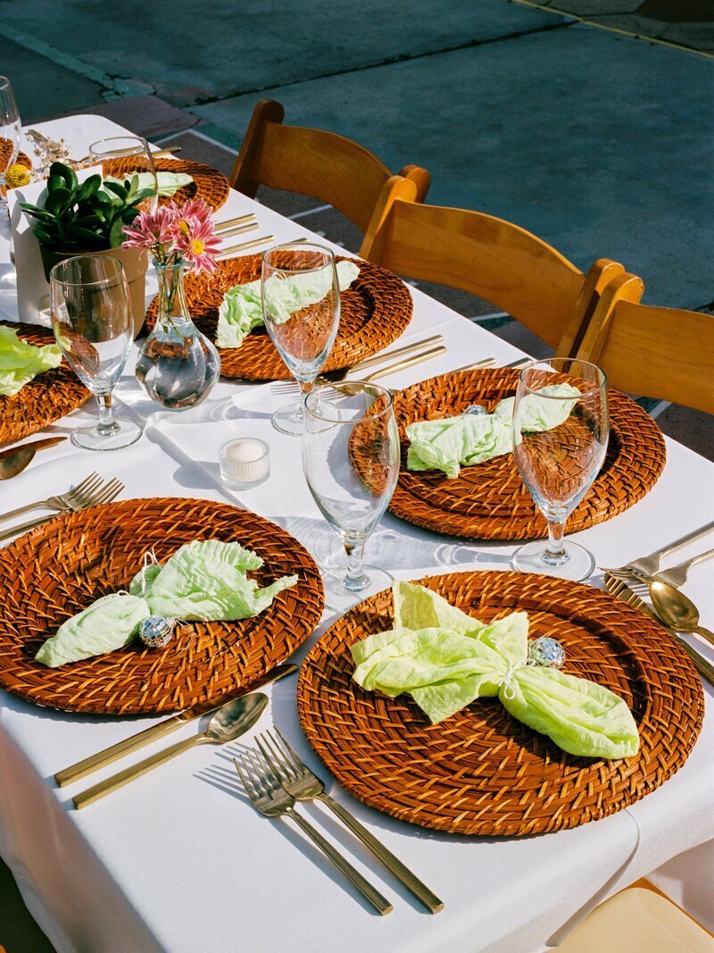 Wedding reception table by film wedding photographers Noble Photo Co