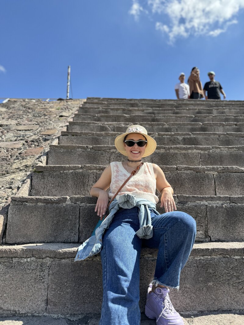 Lauren on the steps at Teotihuacan