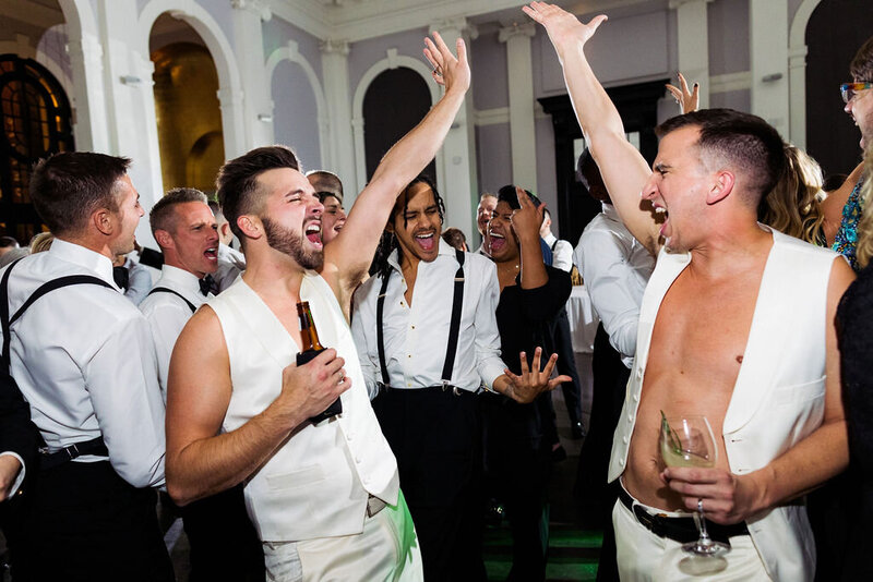 Newlyweds celebrating during their reception