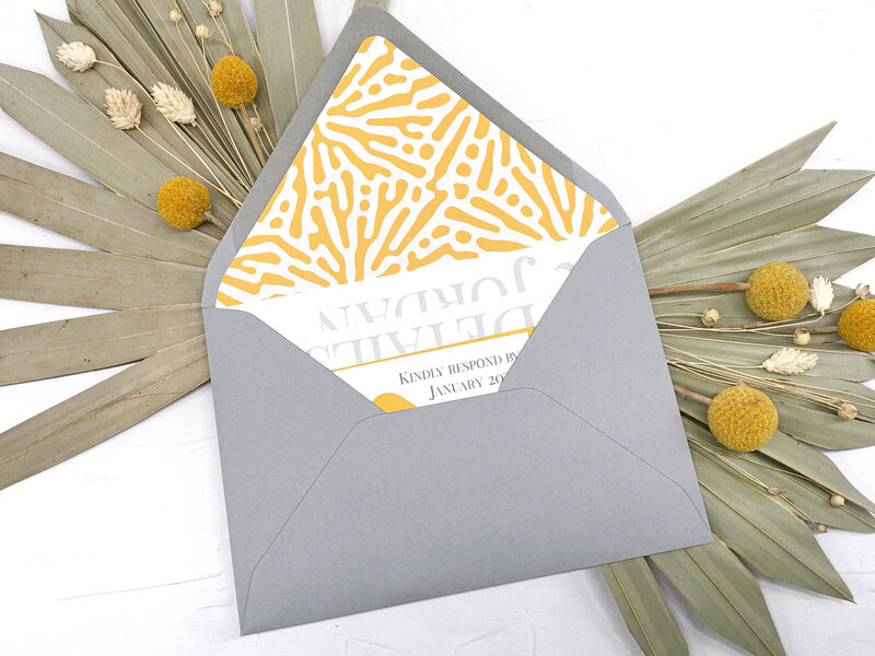 Minimalist wedding invitations - yellow and grey-10