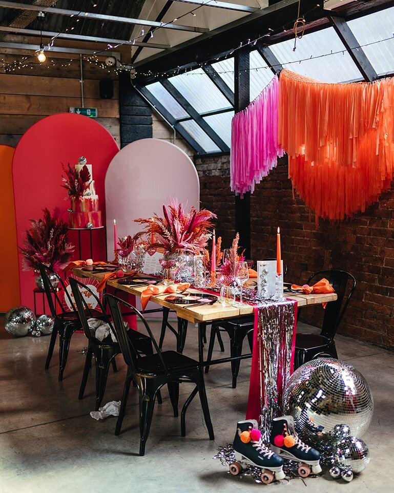 Colourful venue styling 