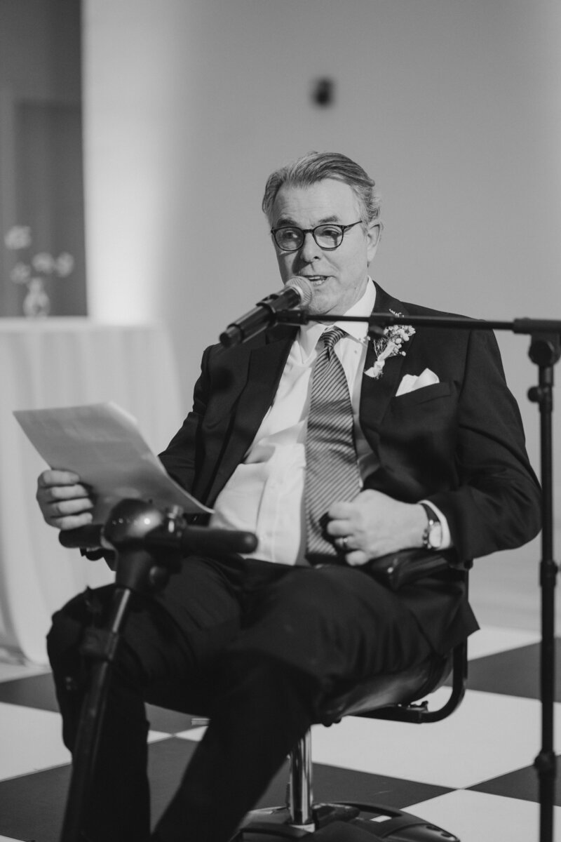 the father of the bride spoke to the newlyweds and shared important marriage advice in his wedding speech