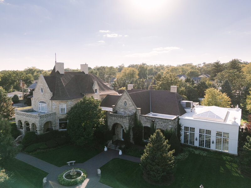 Haley Mansion in Joliet photographed with a drone.