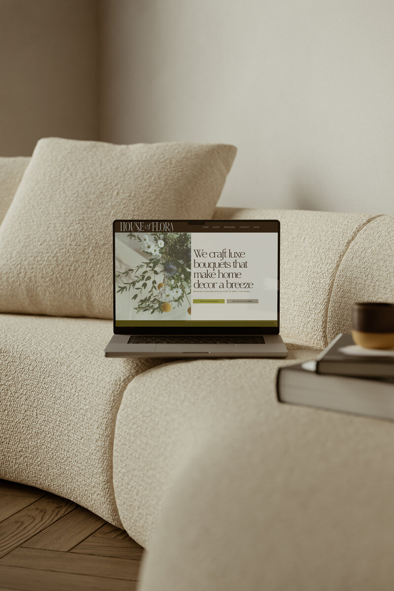 A website mockup showcasing a custom web design for a high-end florist.