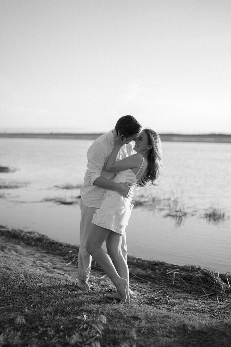 Intimate engagement portraits at sunset in Ocean City, New Jersey