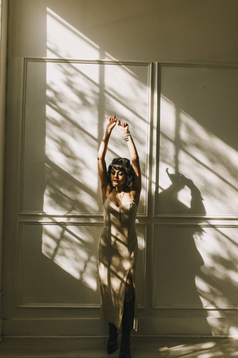 woman poses for editorial photos in Fort Worth, Texas