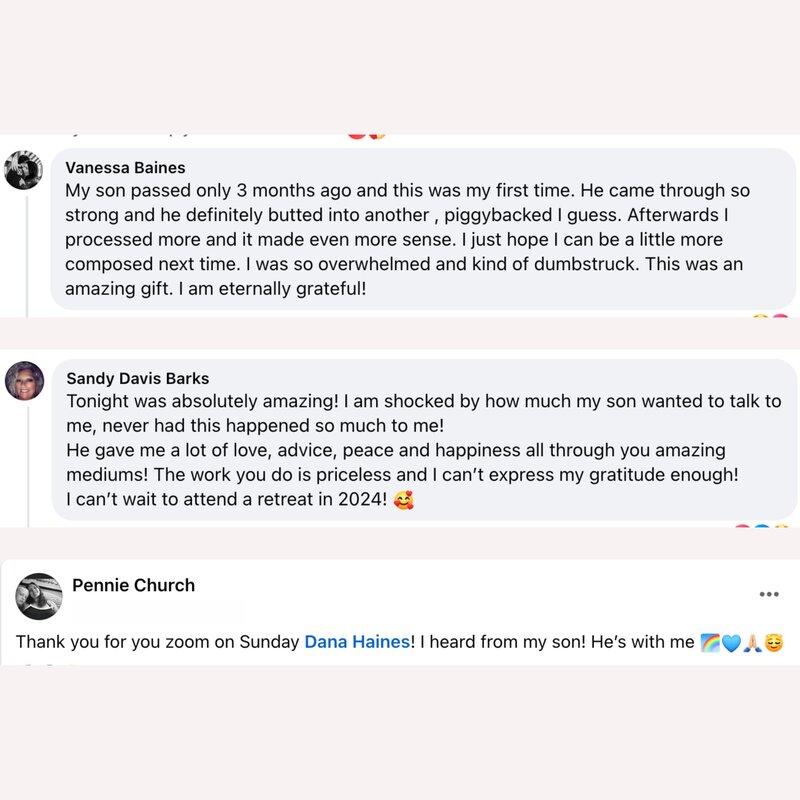 medium  testimonials with medium dana haines for psychic reading mediumship reading