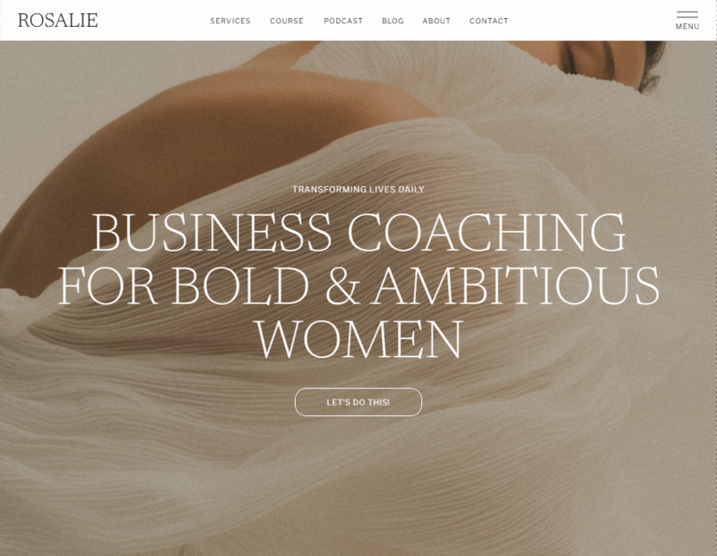 A screenshot of Cotswold Designs Rosalie Showit Websit Template