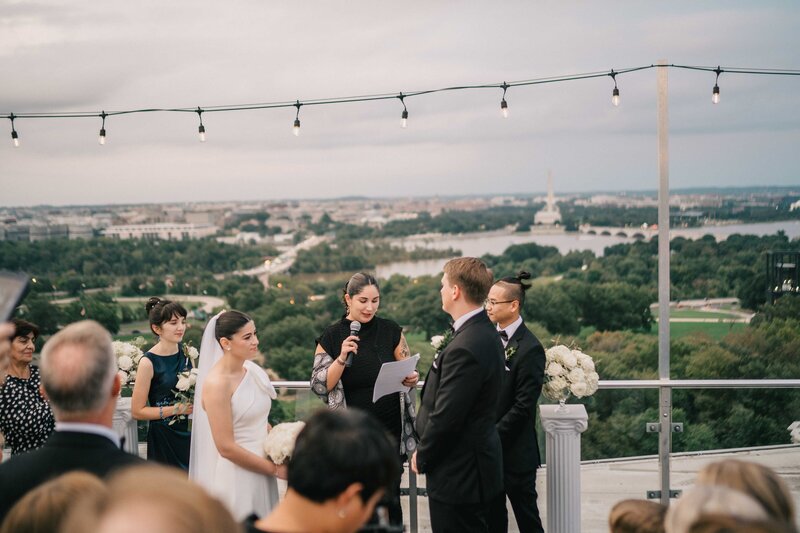 top of town wedding ceremony during sunset