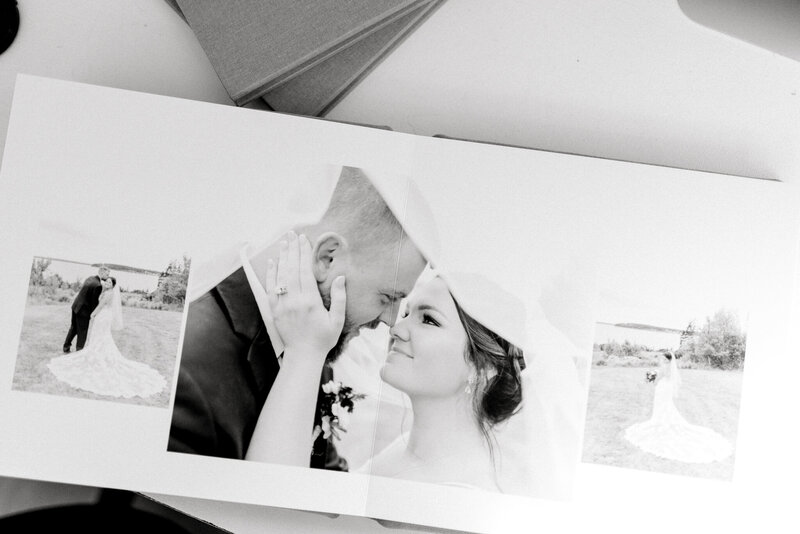 black and white photograph of a bride and groom