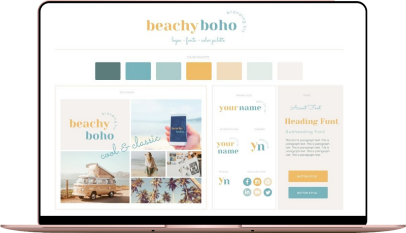 Beachy Boho Brand kit - laptop mockup