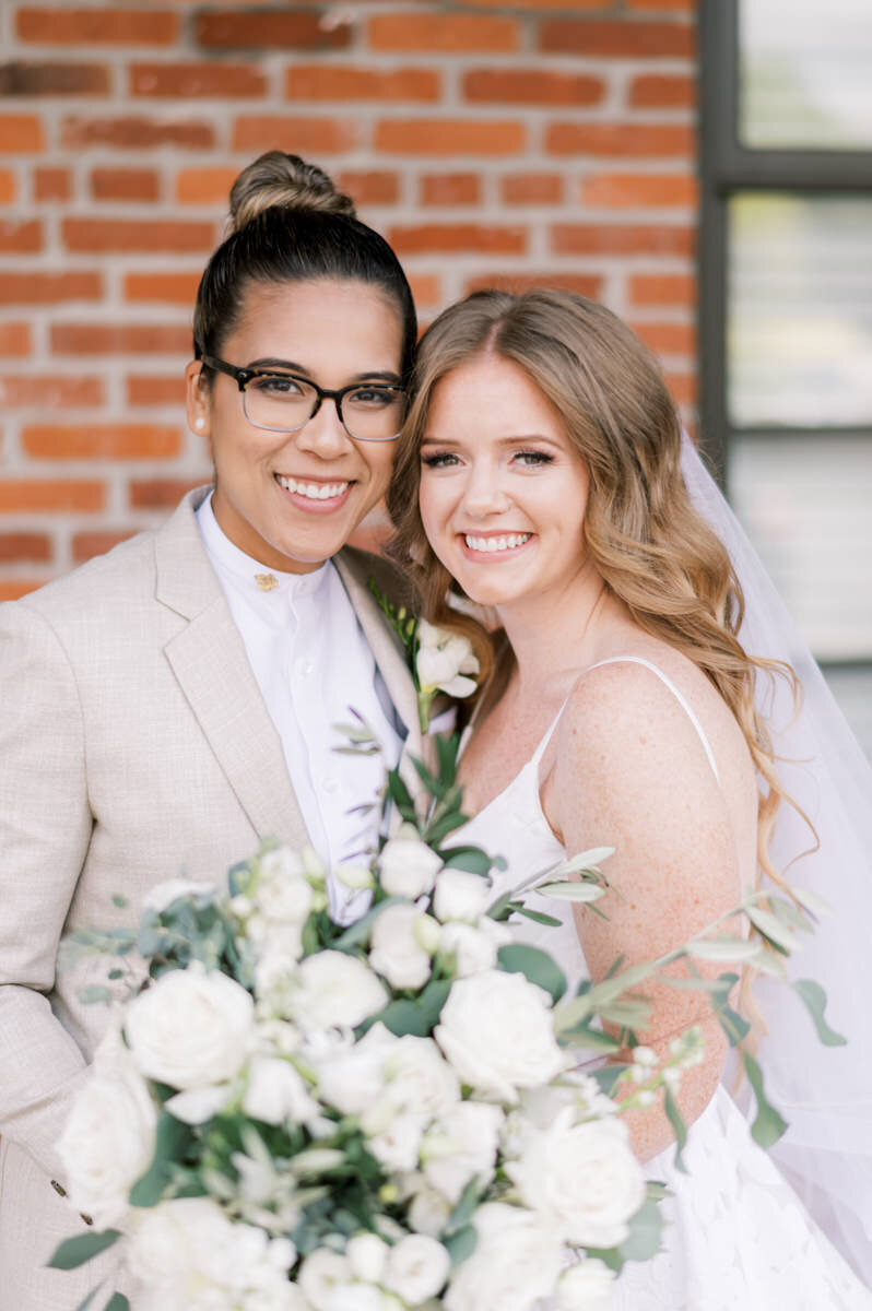Two brides portrait on their wedding day in Lancaster, PA