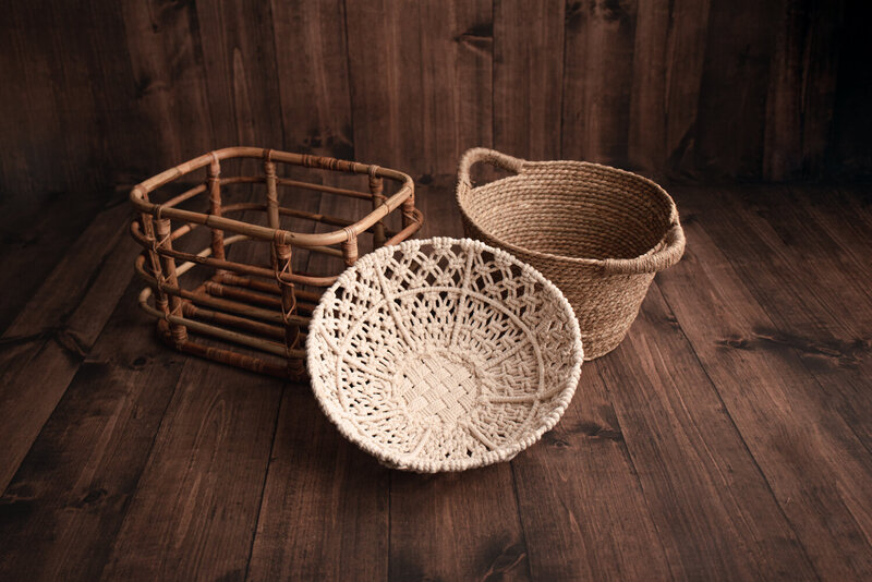 Three Boho Baskets Grouped Together