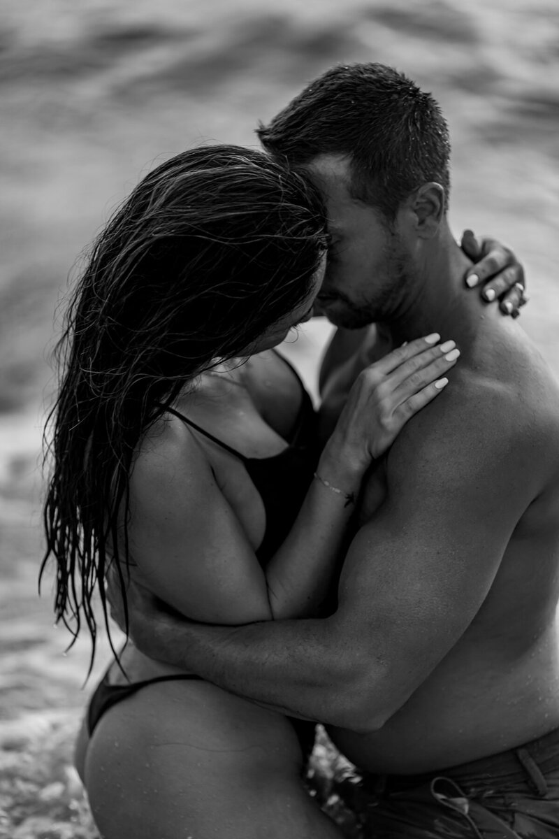 Black and white couples beach photo