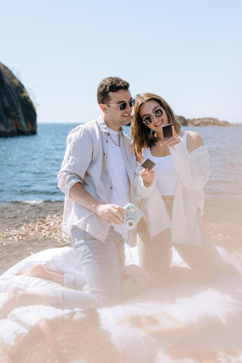 couple posing on beach