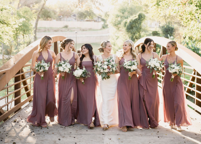 Bride with Bridesmaids on Wedding Day