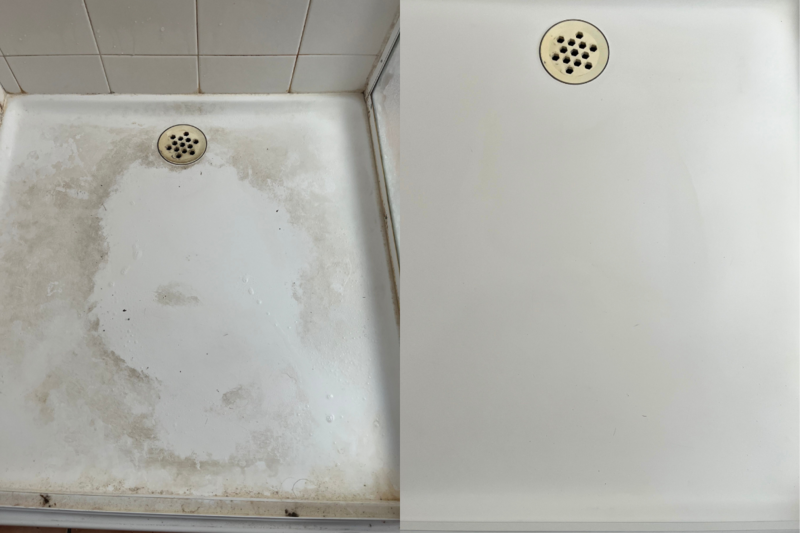 Shower before and after