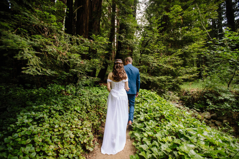 A bride and groom elopes in Burney Falls