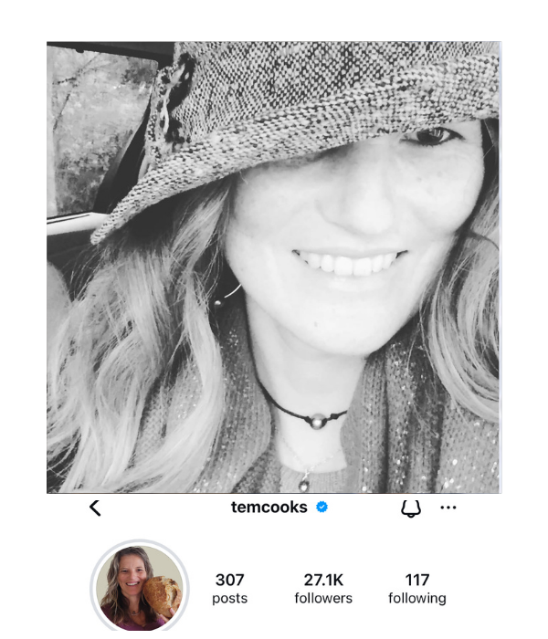 Teminey's Instagram profile, temcooks, 27.1K followers