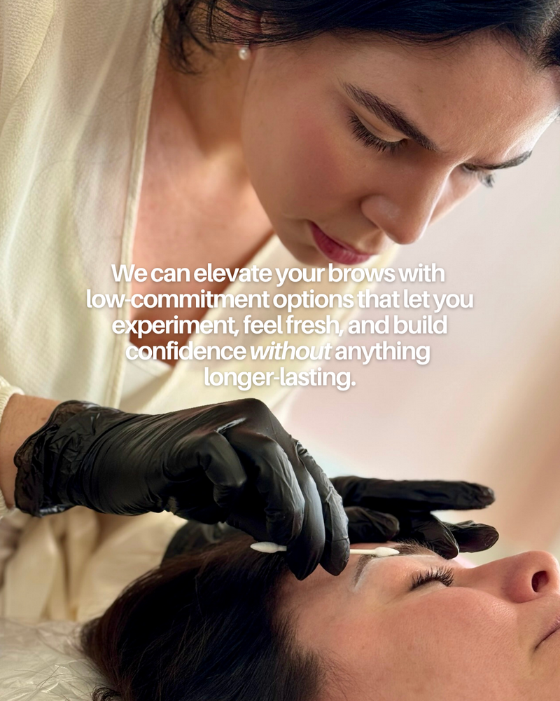 expert brow artist in west springfield shaping brows before tinting