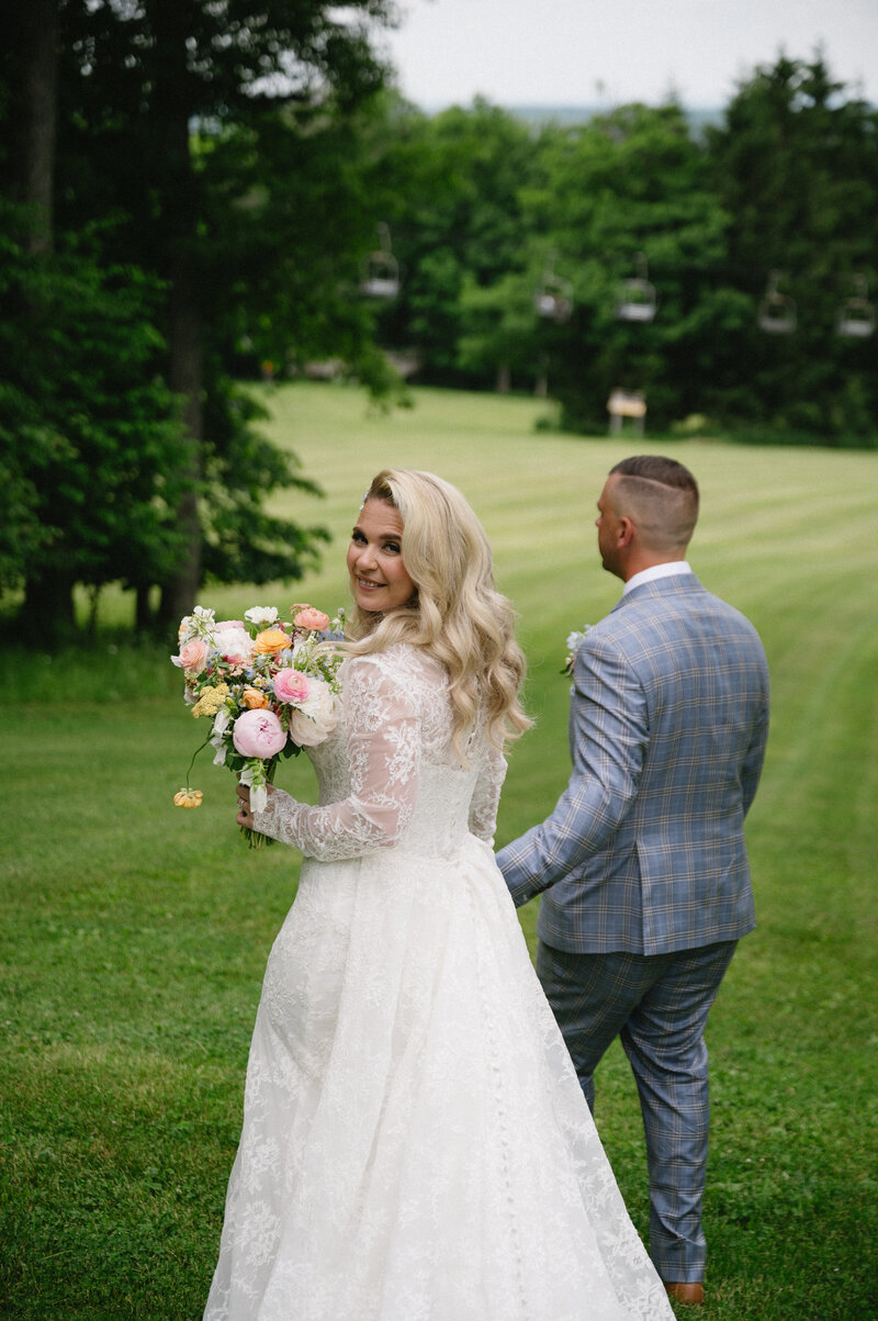 cute bride and groom couple at bristol mountain occasions wedding venue