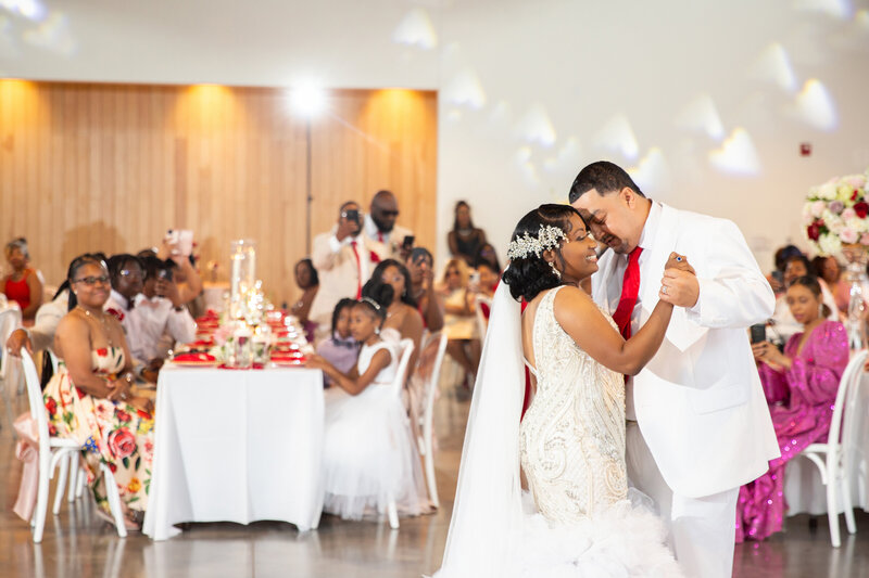 Couple doing a first dance during reception at Parkside Hall.