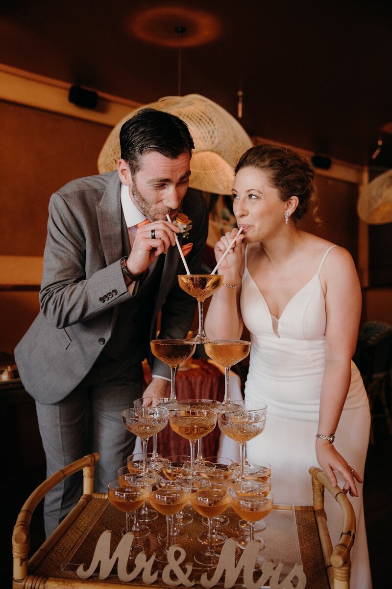 Playful marriage ceremony in boutique NZ wedding venue