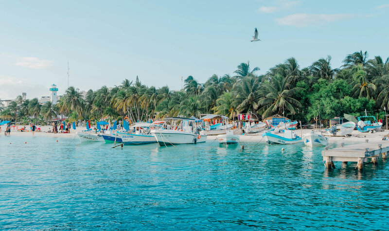 boats in Cancun at a destination wedding in Cancun