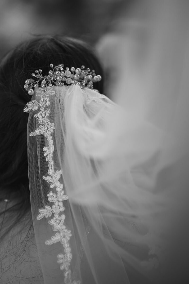 Brudslöja i svartvitt.