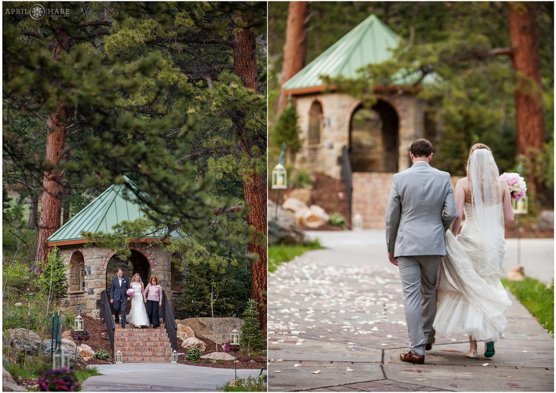Wedding Ceremony Entrance and Exit from Stone Gazebo at Della Terra Estes park