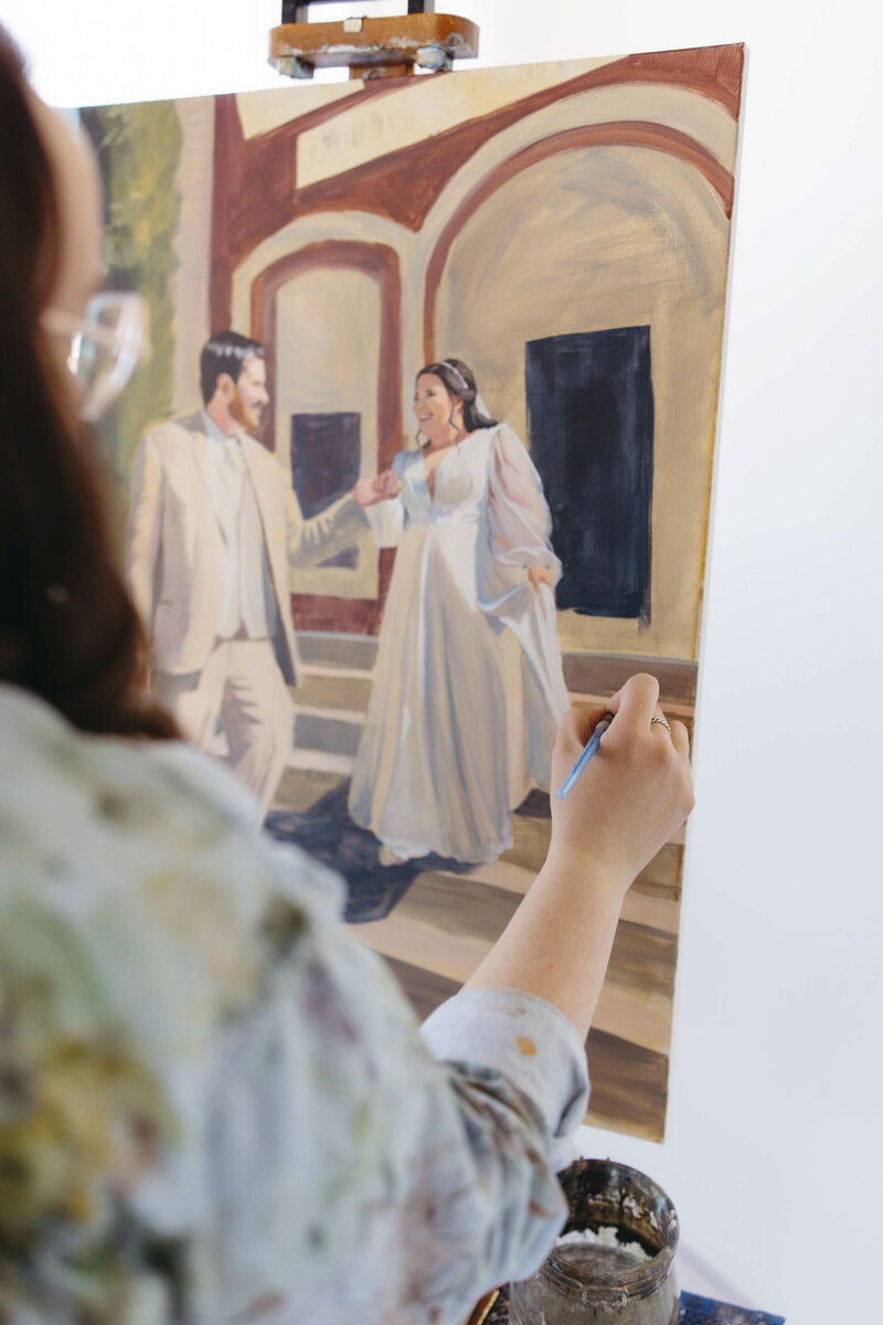 Live wedding painting closeup shot