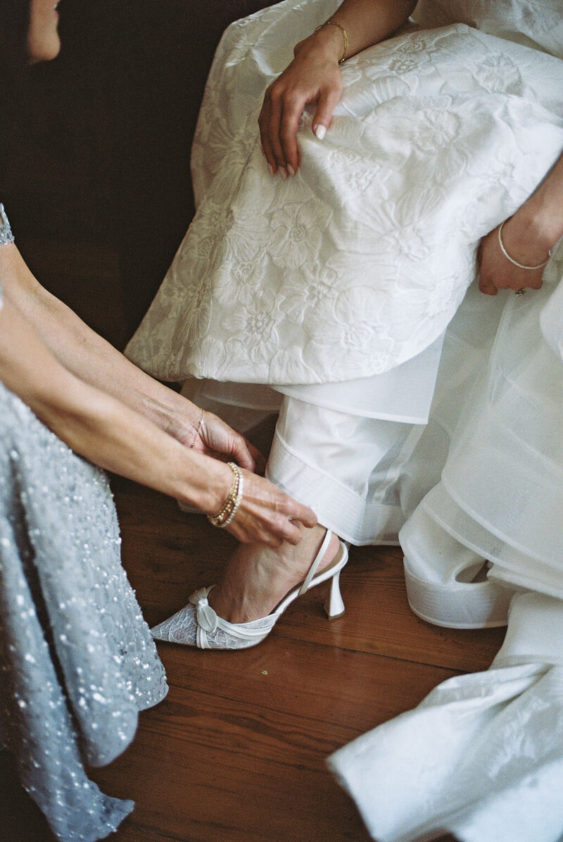 Bride getting ready wedding photos on 35mm film in Paso Robles California 