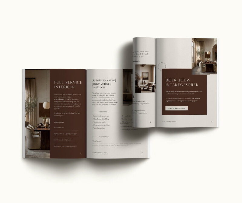 Brochure template voor interieurontwerpers Sage & Stone 3