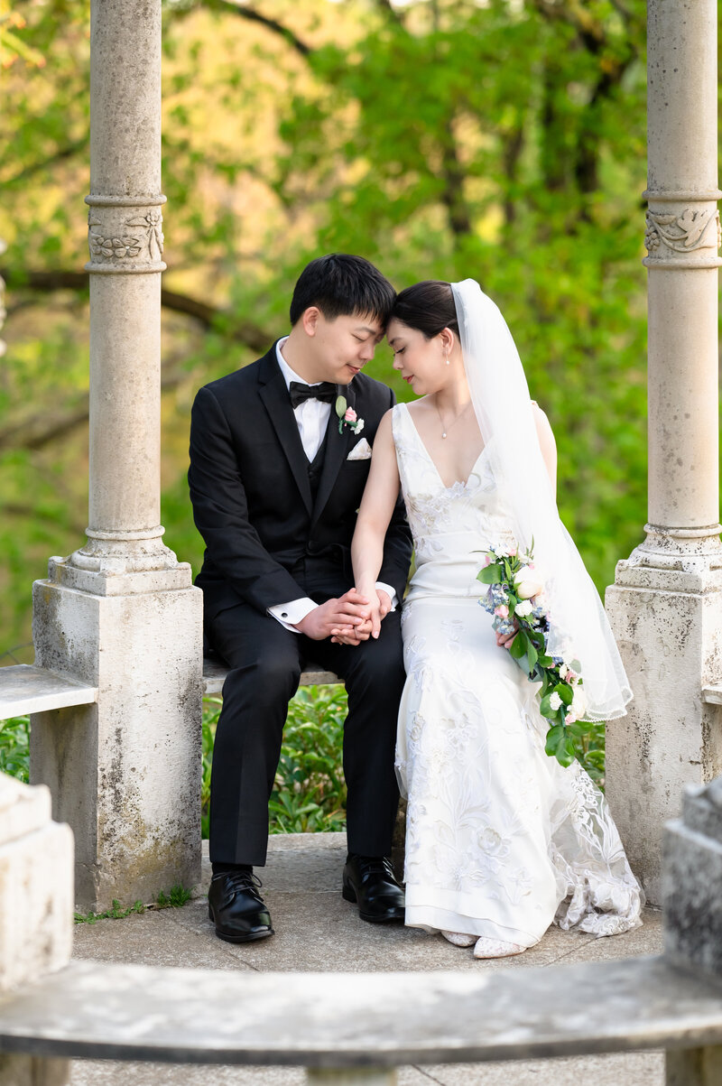 Asian couple sharing a moment after Maymont wedding in Richmond, VA
