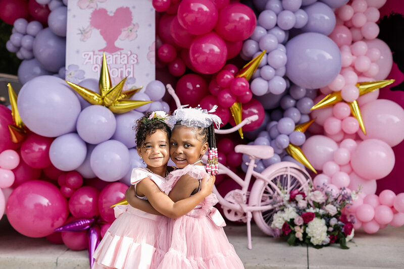 Girls balloon wall birthday party idea for photos