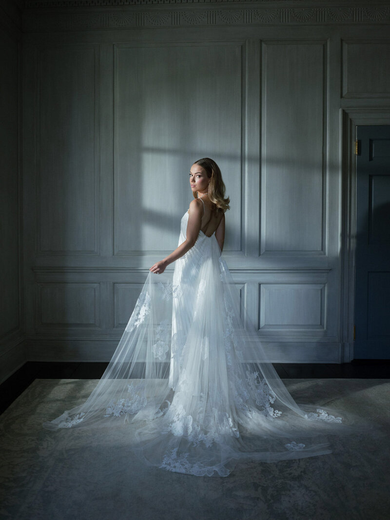 Portrait of bride in her wedding gown