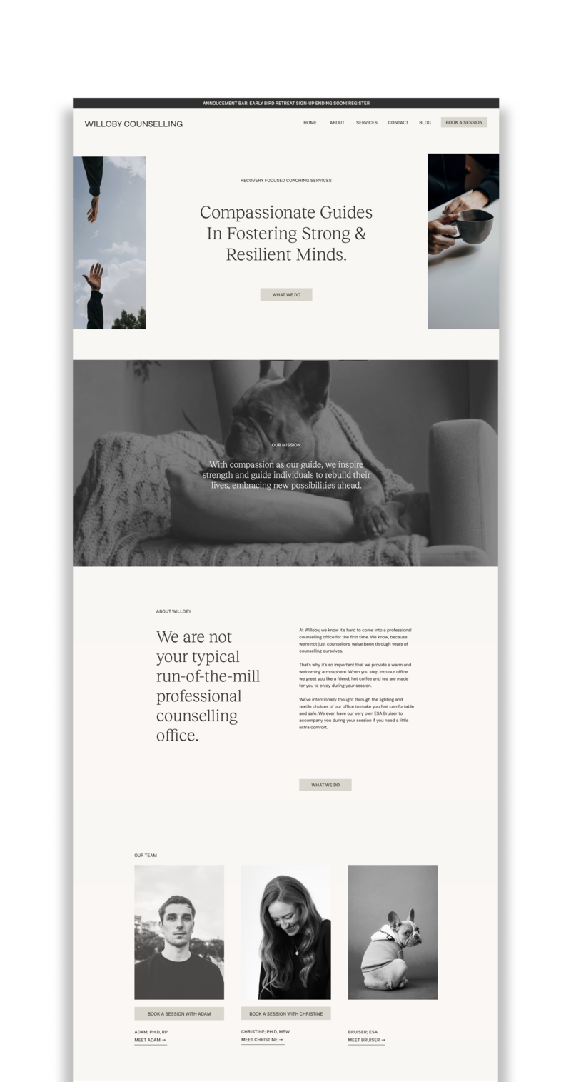 Customizable website design template for the service based business