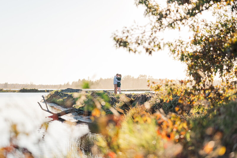 Engaged Couple in Cranberry Bog