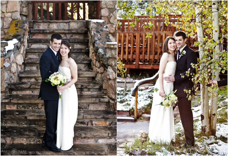 A Pretty fall color wedding with light dusting of snow at Meadow Creek Lodge & Event Center