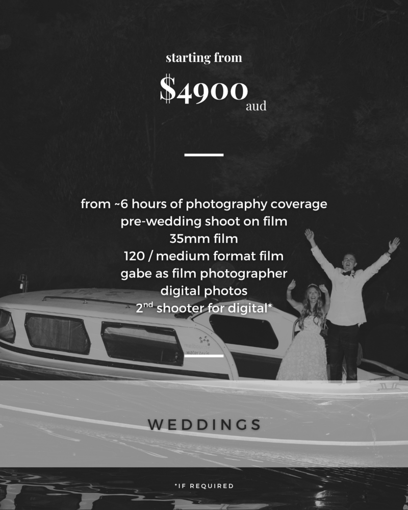 weddings on 35mm film and 120 / medium format film prices 